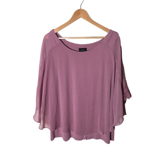 Alyx Top Women's Size 3X Purple Lace Trim Short Sleeve Round Neck - Picture 1 of 5